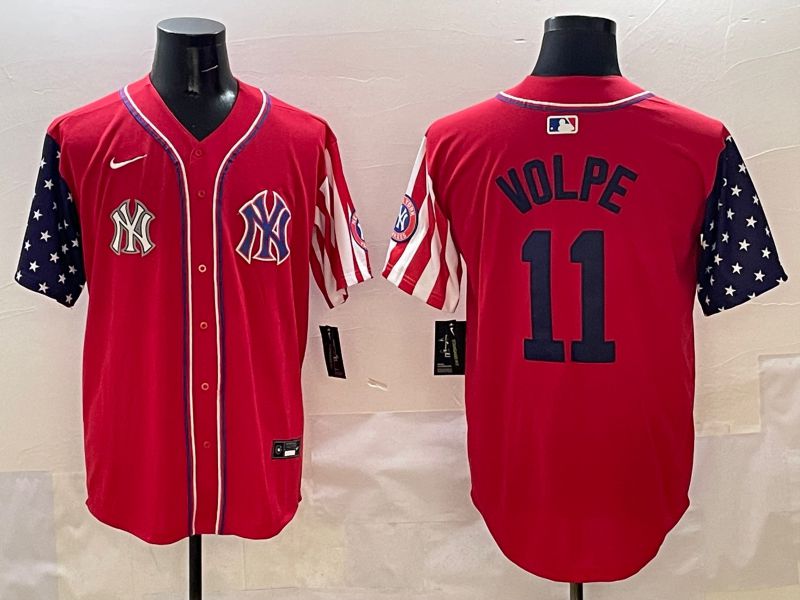 Men New York Yankees 11 Volpe Red a generation of national flags Jointly Name 2025 Nike MLB Jersey style 10